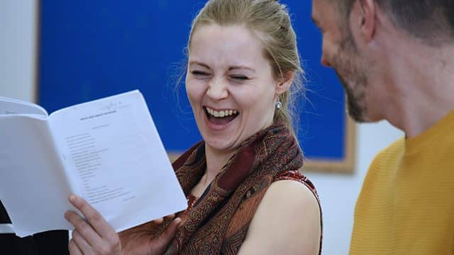 In rehearsal: Sophia Hatfield in Much Ado About Nothing. Credit: Nobby Clark