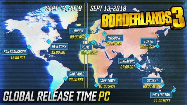 Borderlands 3 - PC release schedule